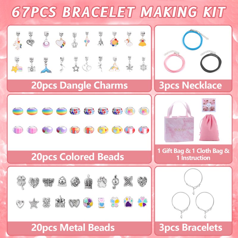 DIY Charm Bracelet Making Kit for Girls with Beads & Charms