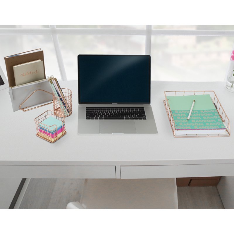 Wire Desk Organizer Set with Copper Finish - 5-Piece Office Storage