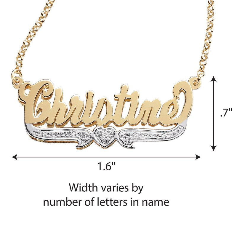 Personalized Women's 3D Sterling Silver Name Necklace with Diamond Accent - 20"