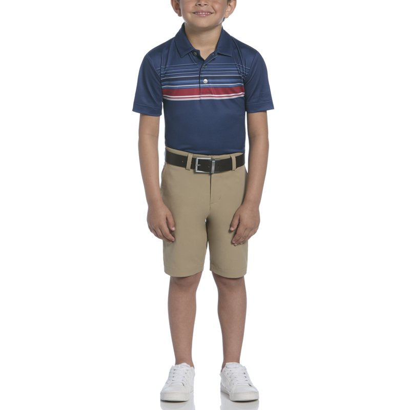 Boys Golf Polo Shirt Performance Textured Chest Short Sleeve Moisture Wicking