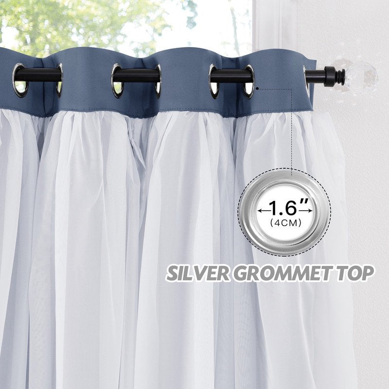 Blackout Double Layer Curtains for Kid's Room - Thermal Insulation & Privacy, Set of 2