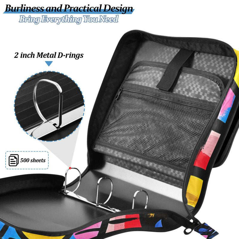 Waterproof 3-Ring Zipper Binder with Shoulder Strap, Holds 500 Sheets