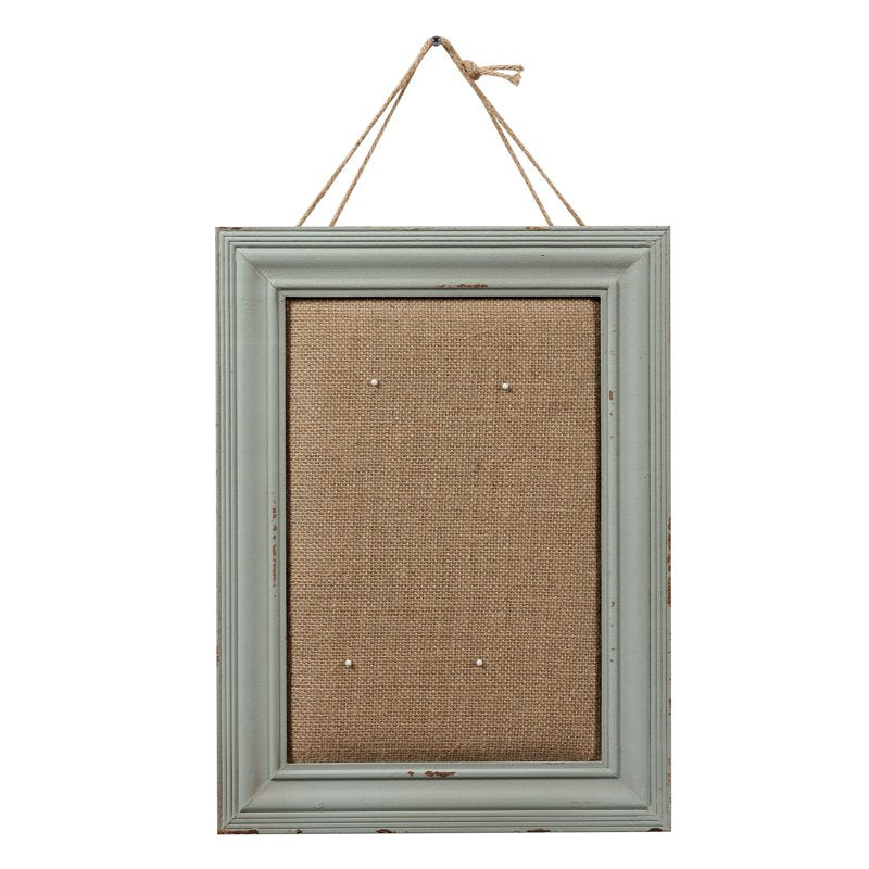 Small Bulletin Board with Linen Fabric & Antique Wooden Frame - Wall Cork Board