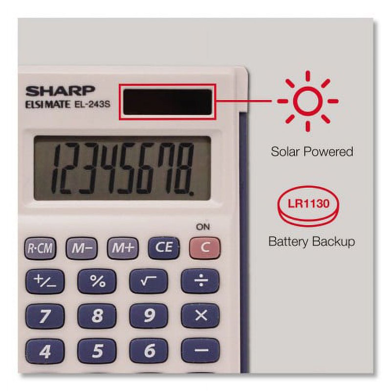 Solar Pocket Calculator with 8-Digit LCD, Auto Solar & Battery Power