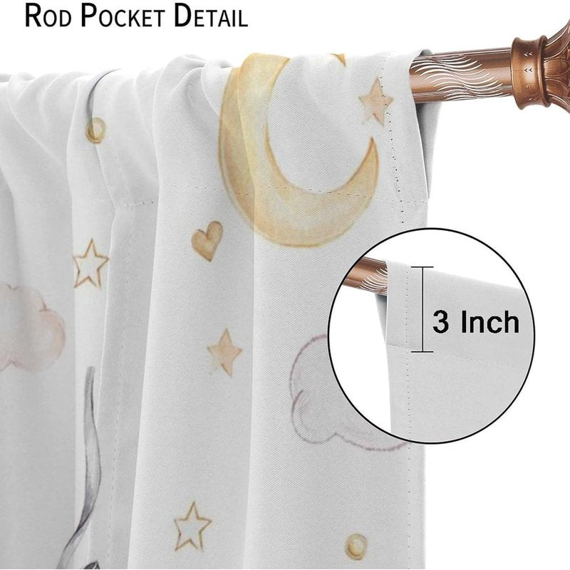 Kids Cartoon Bear Watercolor Curtain Set - Insulated Window Treatments for Nursery & Bedroom