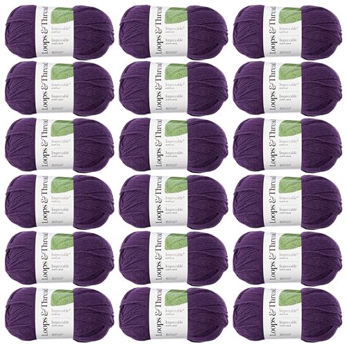 Bulk Solid Yarn Pack for Knitting and Crochet - 18 Skeins of Acrylic Yarn