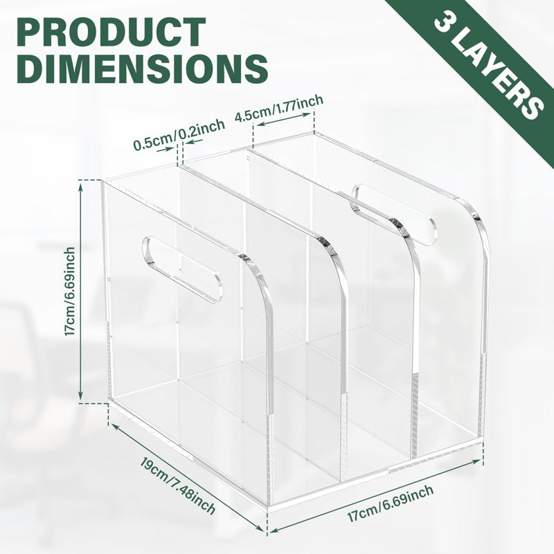 Acrylic Magazine File Holder with 3 or 5 Compartments Desk Document Organizer