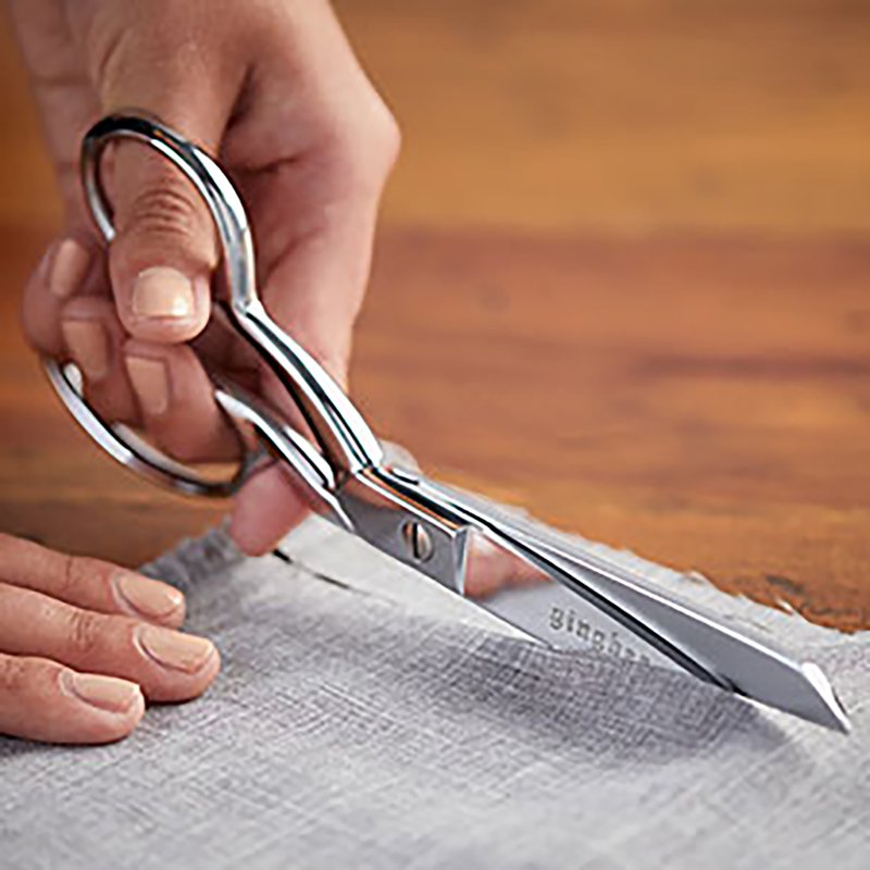 Left-Hand Dressmaker Shears 8 Inch Knife-Edge Fabric Scissors - Silver