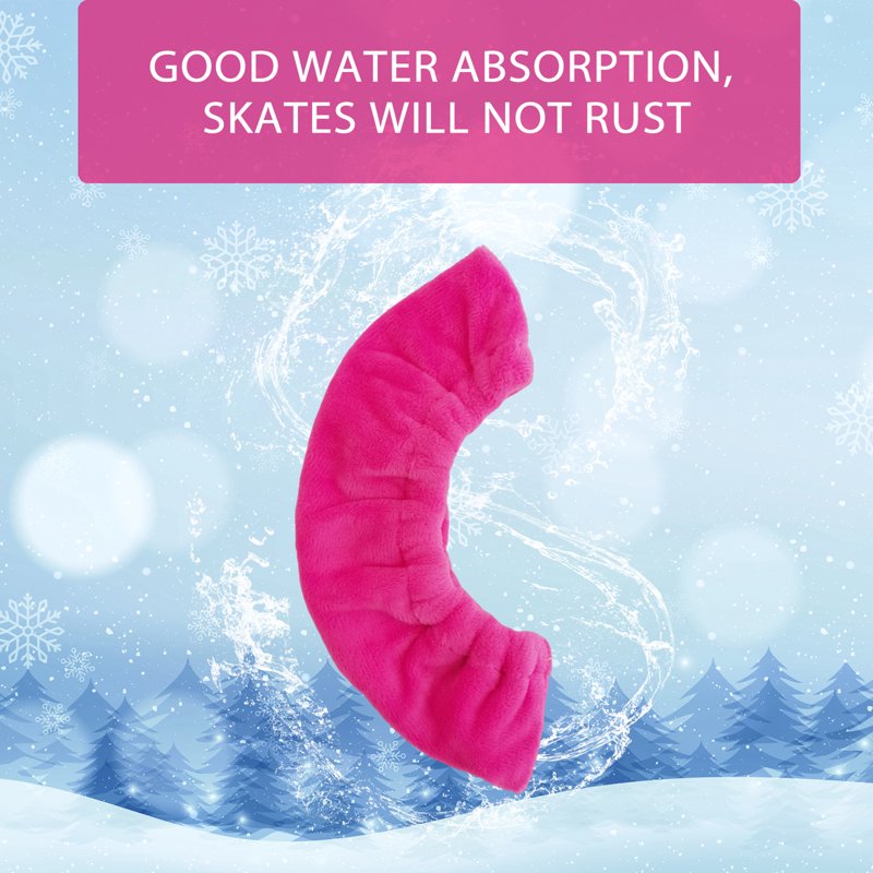 Ice Skate Blade Cover Protectors - Short Plush Material, Water Absorbent, Fits 20-31cm Blades
