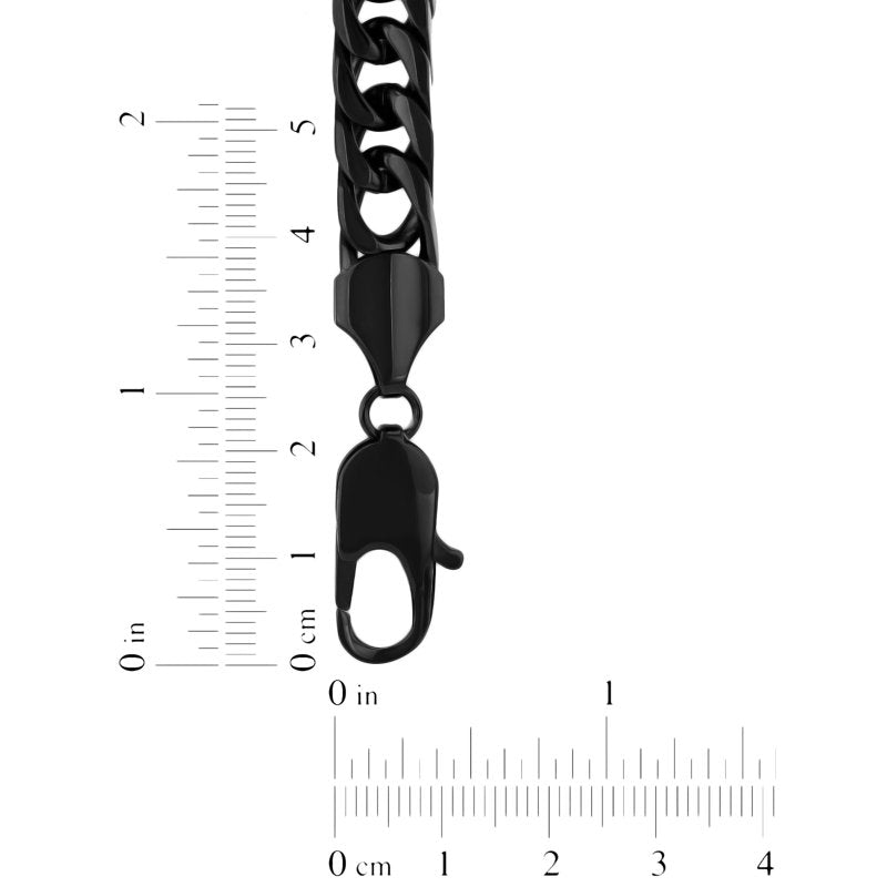 Men's Black Stainless Steel Curb Link Necklace 24 Inch - Durable Jewelry