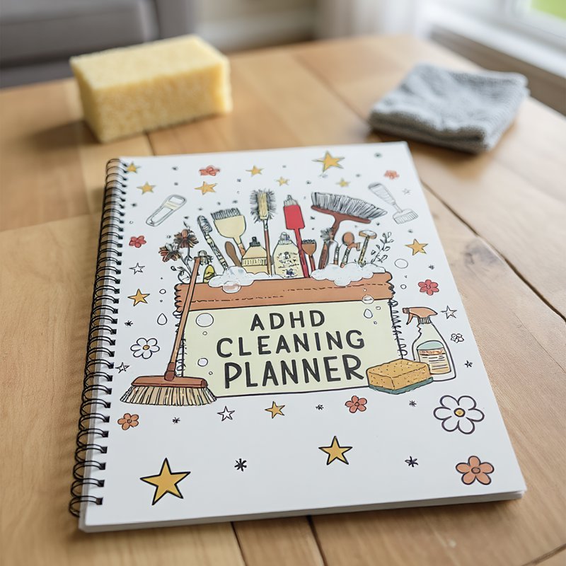 Household Cleaning Planner - Chore Schedule & Checklist Organizer for ADHD, 8.3x11 Spiral Notebook