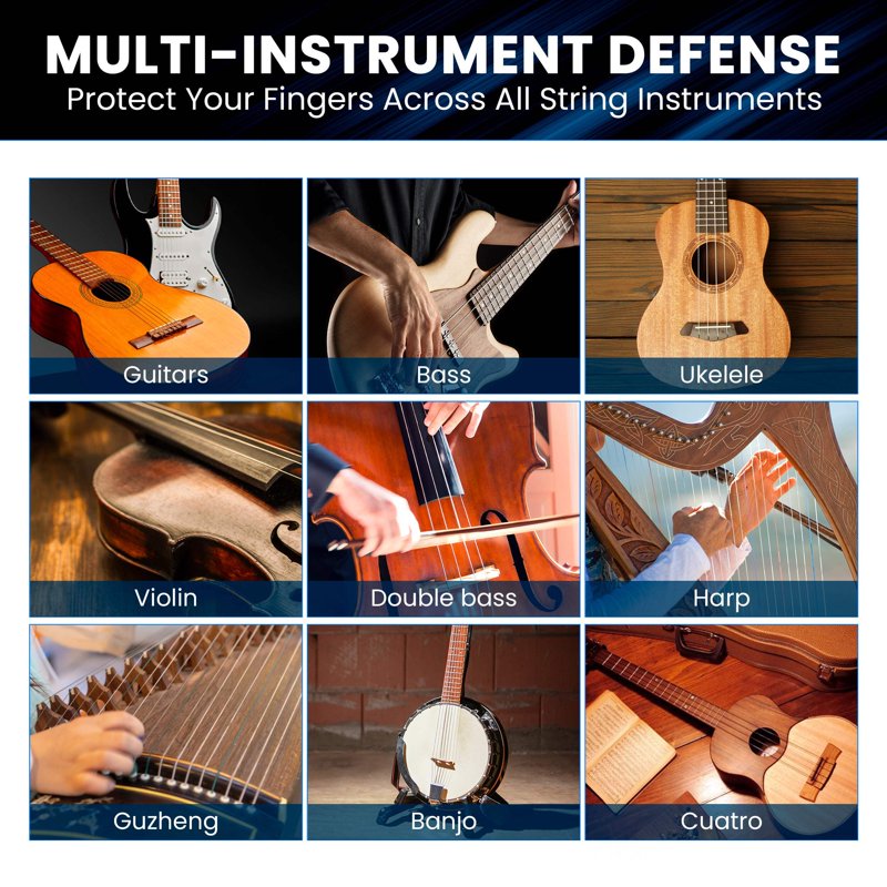 Silicone Guitar Finger Protectors Set - 5 Sizes Finger Tips Guards for String Instruments