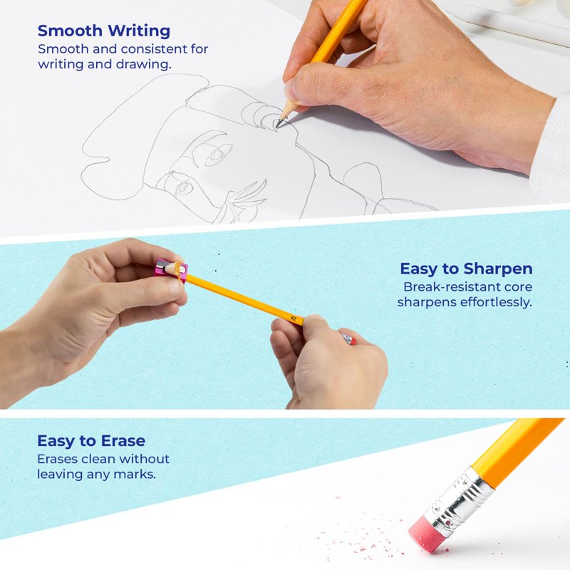Bulk Pack of Pre-Sharpened #2 HB Pencils for Classroom & Office - Multiple Quantities