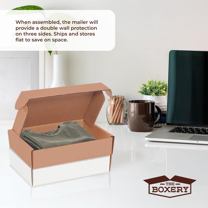 Kraft and White Corrugated Shipping Boxes - Pack of 100+ Small Business Mailers
