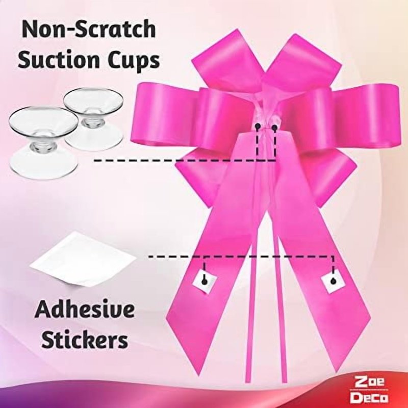 Giant Pink Car Gift Bow - 30 Inch Satin Sheen Wedding Birthday Decor