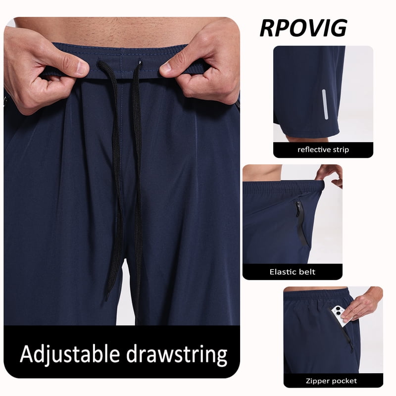 Men's Athletic Shorts Set with Zipper Pockets - Quick Dry Workout & Sports