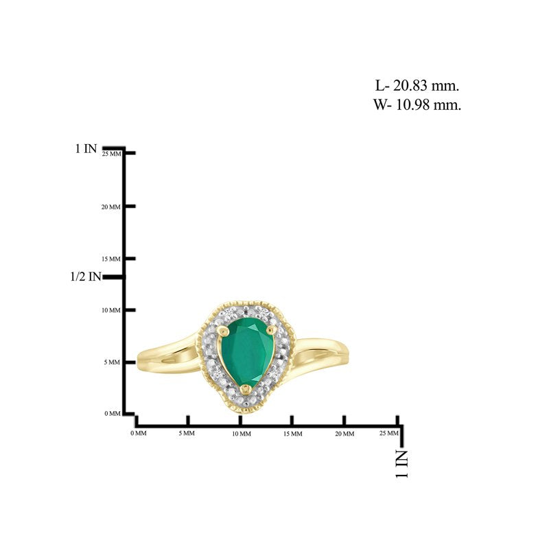 Emerald Ring with White Diamonds and 14K Gold Over Silver – Birthstone Jewelry for Women