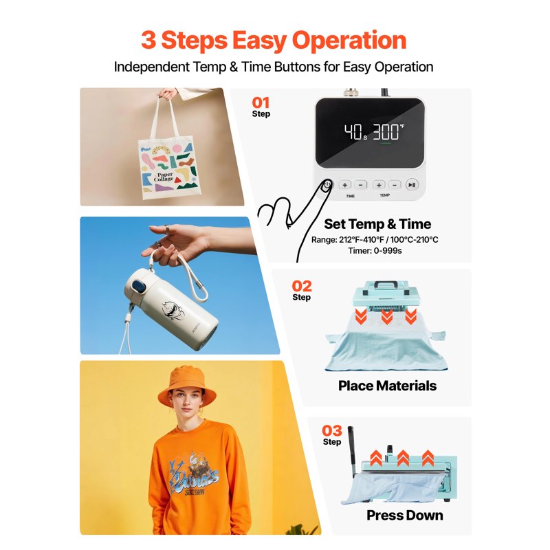 15x15 Inch Heat Press Machine 5-in-1 Multifunction Sublimation Press with Adjustable Pressure