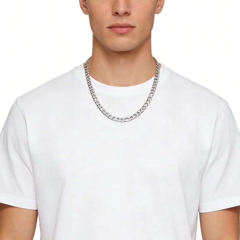 Men's Stainless Steel Diamond Cut Figaro Chain Necklace - Durable & Tarnish-Resistant