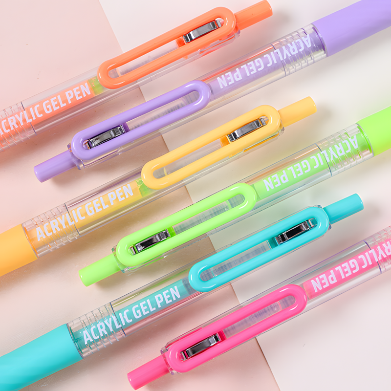 Acrylic Gel Pen Set - Retractable 0.7mm Tip, Large Capacity, Multicolor for Art & Journaling