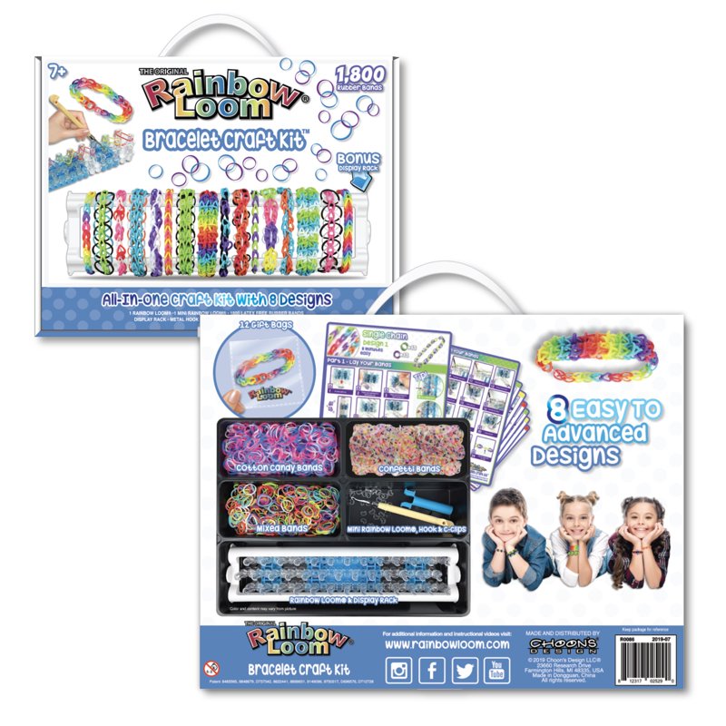 Rainbow Loom Rubber Band Bracelet Craft Kit with 1,800 Bands & Storage