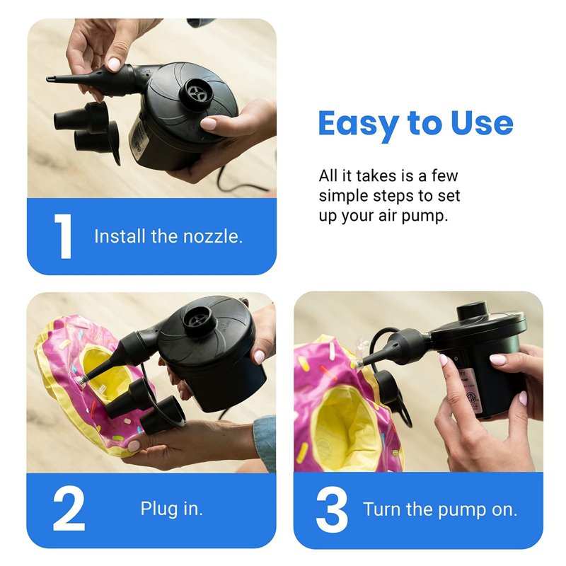 Electric Air Pump for Inflatable Pools Air Mattresses & Toys Portable Fast Inflator