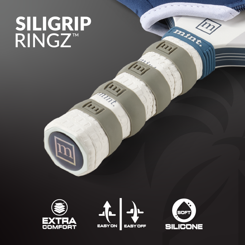 Mint Sport Siligrip Ringz Gray – Non-Slip Silicone Grip Bands for Pickleball & Racket Sports 4 Pack