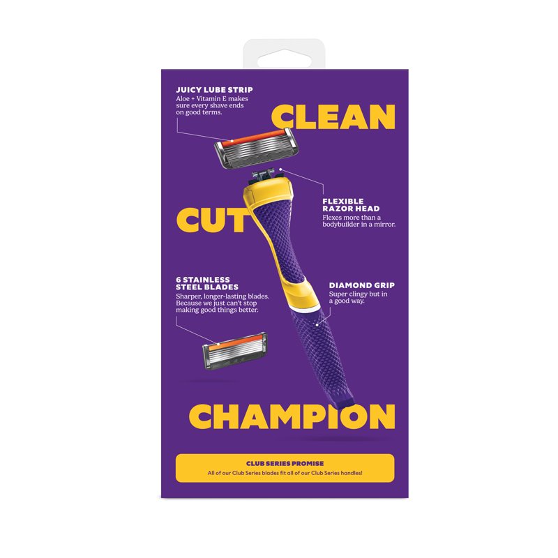 College Football Team Razor Set with 6-Blade Cartridges & Grip Handle