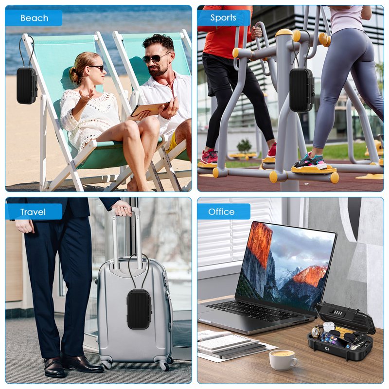 Portable Combination Safe Box for Money Jewelry Travel Security Waterproof
