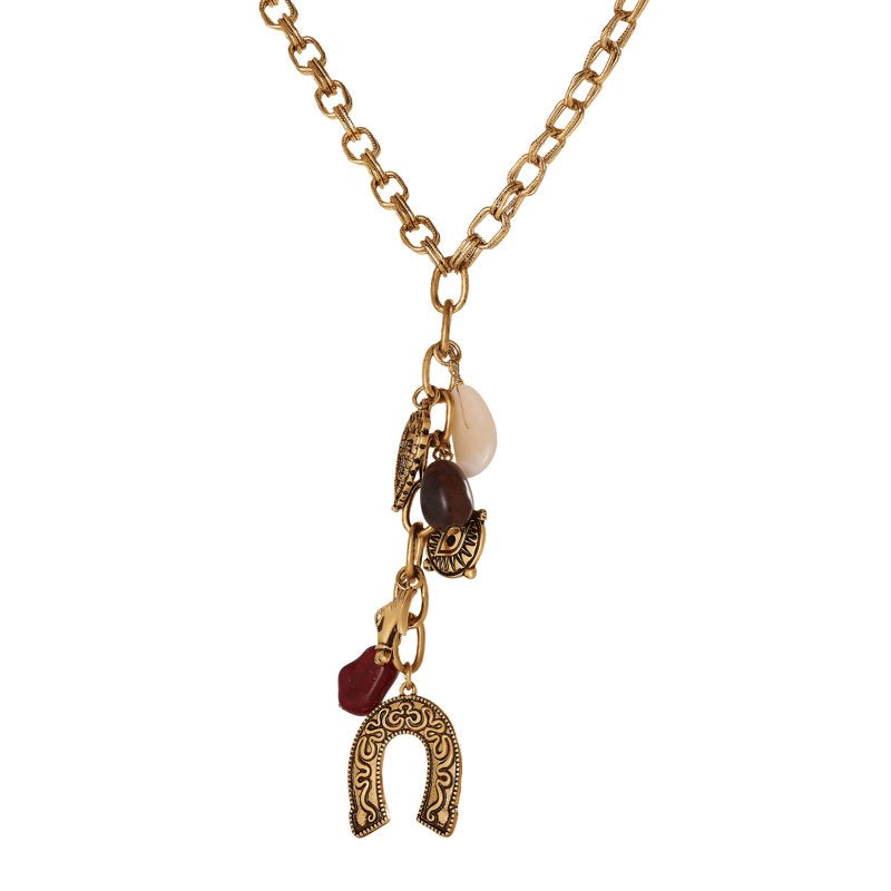 Horseshoe Western Charm Necklace with 18" Chain and 3" Extender - Gold Tone Jewelry