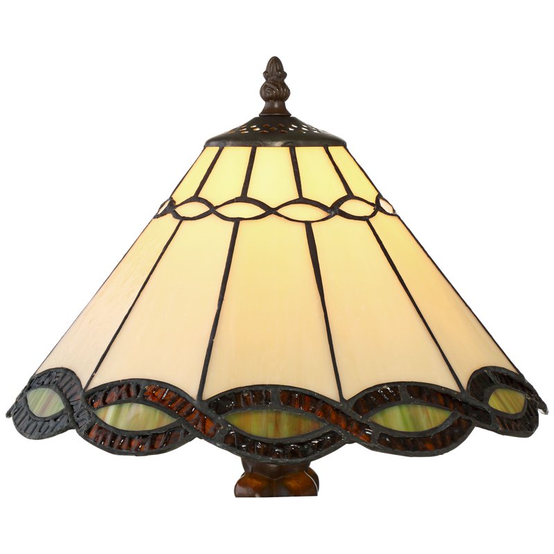 Traditional Tiffany Style Accent Table Lamp with Woven Glass Shade - Bronze Finish, 18.5"