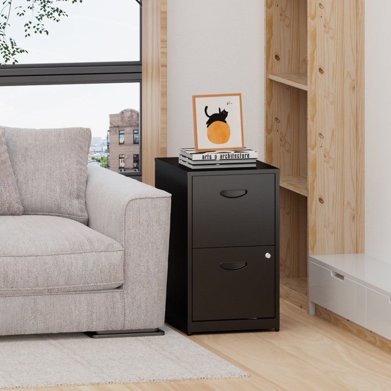 Modern 2-Drawer Locking File Cabinet - Vertical Steel Office Storage