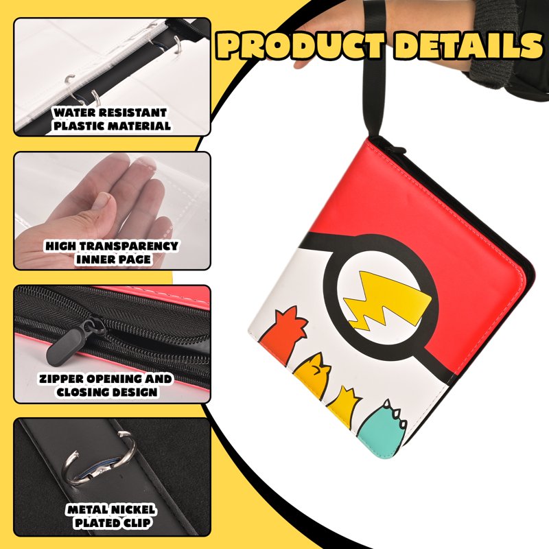 9-Pocket Card Binder Album with 50 Removable Sleeves, Leather Storage for Collectible Cards