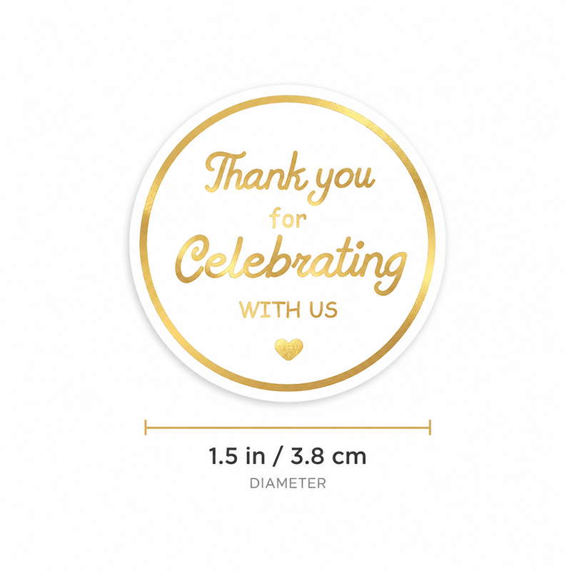 Gold Foil Thank You Stickers Set - 500pcs 1.5 Inch Clear Glitter Seal for Gift Wrap & Party Favors