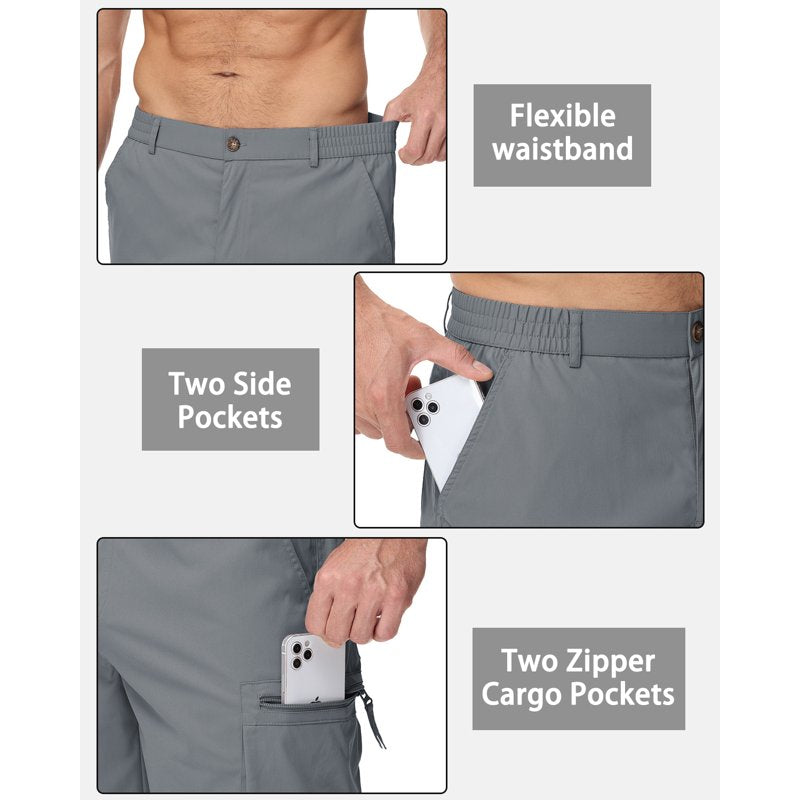 Men's Hiking Cargo Shorts with Multi-Pocket Design for Outdoor Travel and Casual Wear
