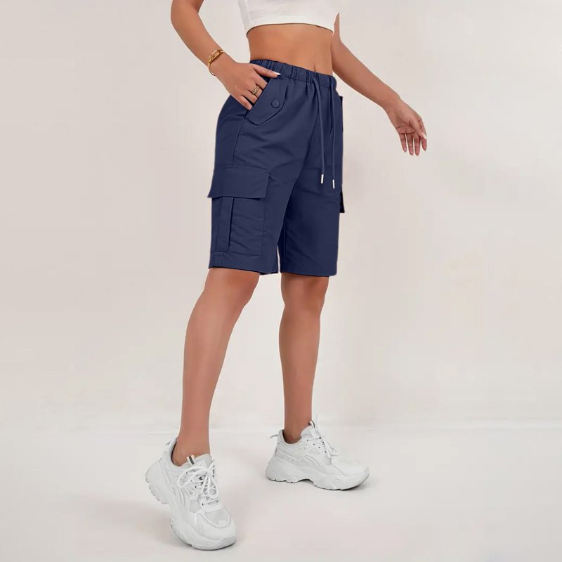 Women's Hiking Cargo Shorts with Drawstring High Rise Knee Length Casual Pants