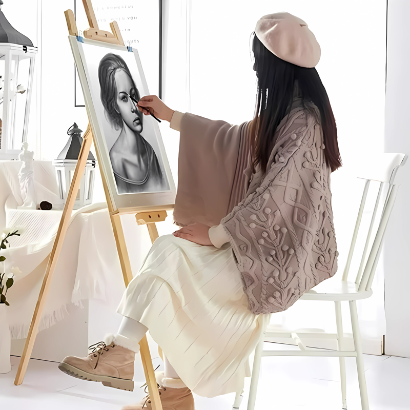 Adjustable Wooden Art Easel Stand for Painting & Display, Studio & Event Use