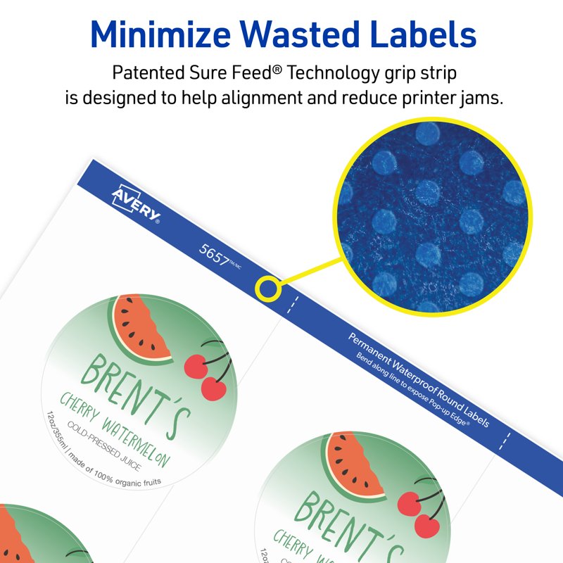 Waterproof 2-Inch Round Labels for Food, Craft & Business Use - 96 Pack