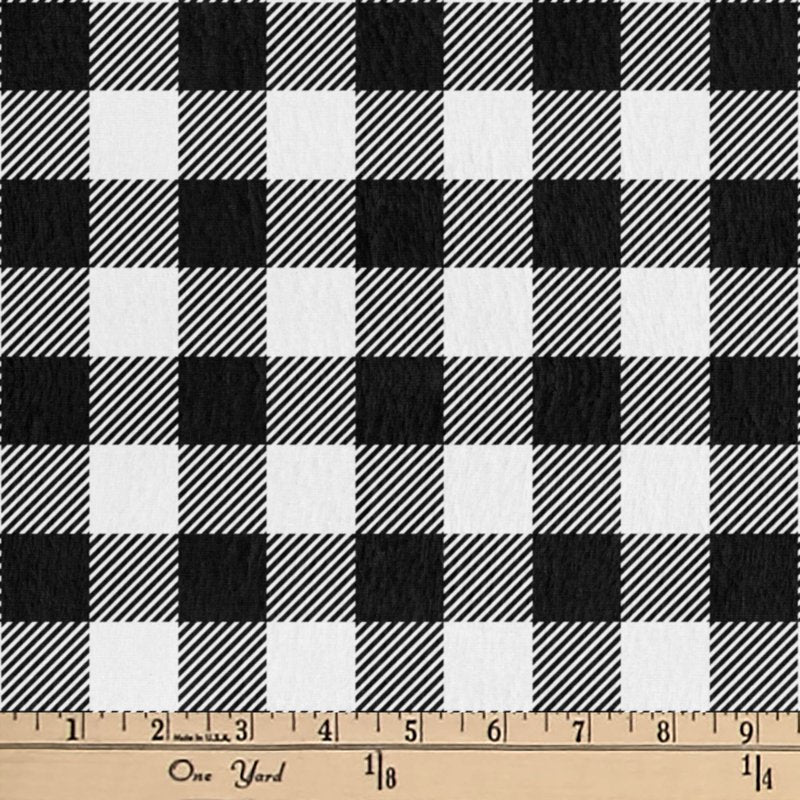 Lightweight Cotton Flannel Buffalo Plaid Fabric - 42" x 1.5 Yards, Black & White for Crafts