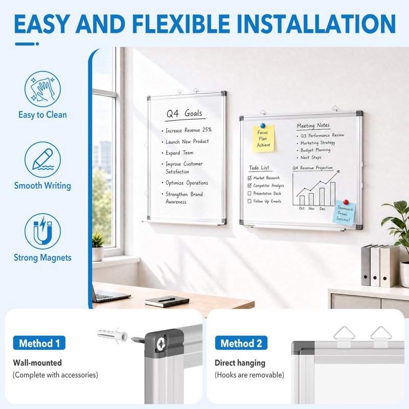 Magnetic Dry Erase Whiteboard 16x12 Inch with Aluminum Frame - Pack of 1