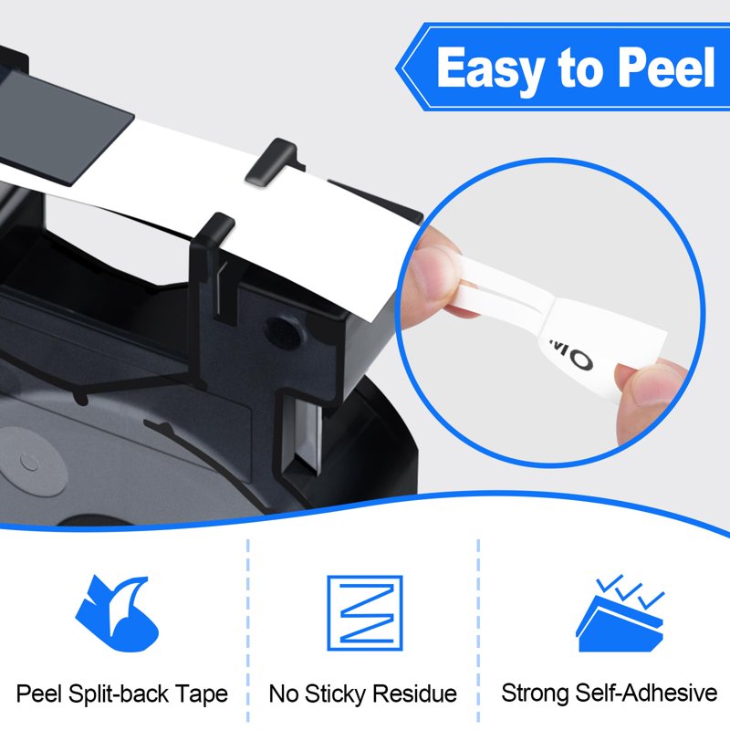 6 Pack Compatible Label Tape for Dymo D1 12mm Black on White Label Maker