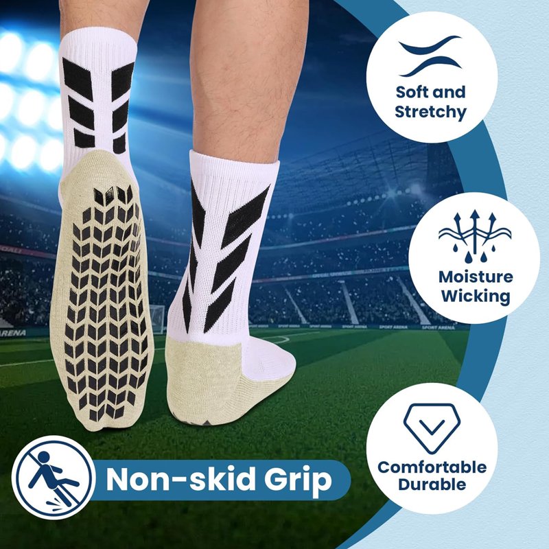 MENDENG Grip Socks Soccer/Football Non-Slip Set: Black & White (Variation: BlackWhite-Set01)