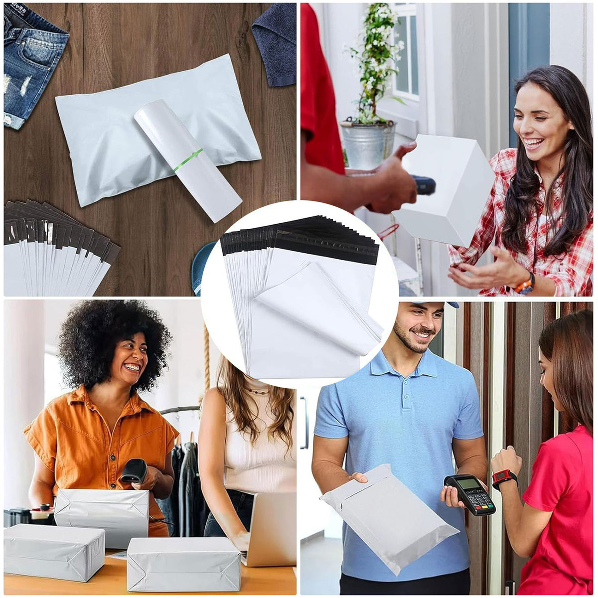 Poly Mailers Bulk Pack - Waterproof Self-Sealing Shipping Bags for Clothing & E-commerce
