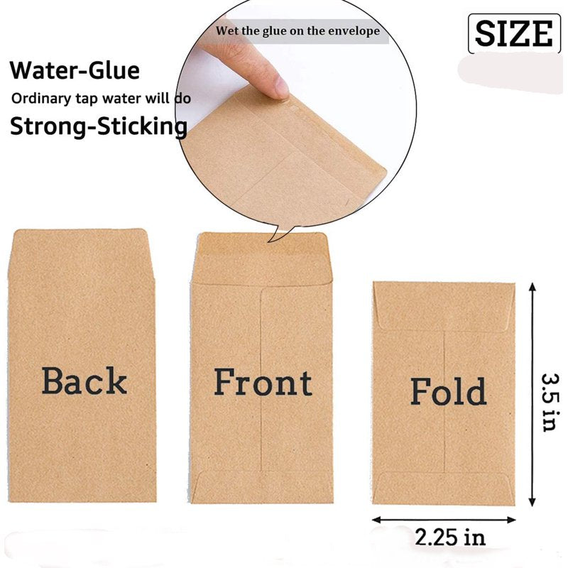 500 Pcs Small Self-Adhesive Kraft Envelopes for Seeds Coins & Small Items