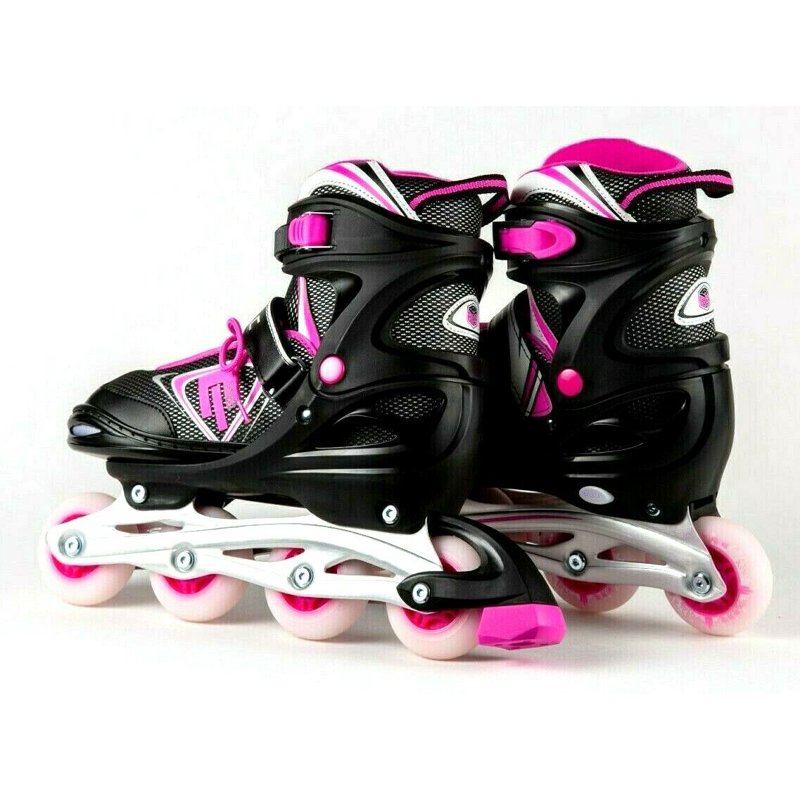 Adjustable Inline Skates for Kids with LED Light Up Wheels - Size Large