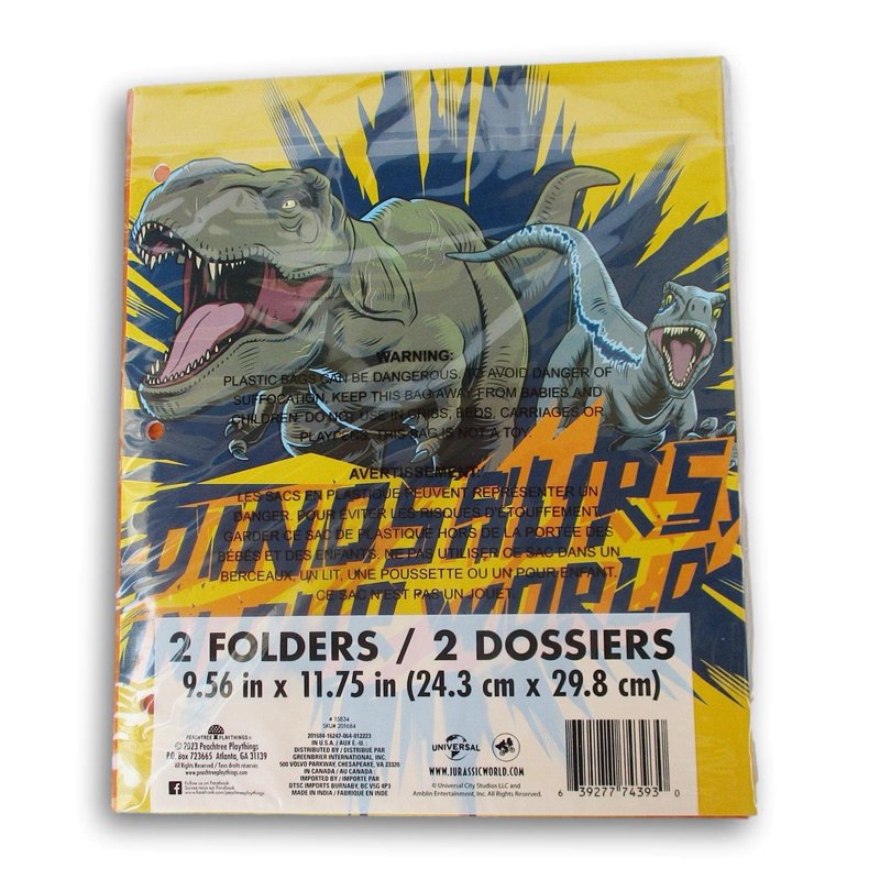 Jurassic World Dinosaur Folder Set - 2 3-Hole 2-Pocket School Organizers