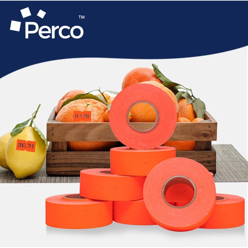 Fluorescent Red Labels for Price Guns - 32,000 Labels in 4 Rolls, USA Made