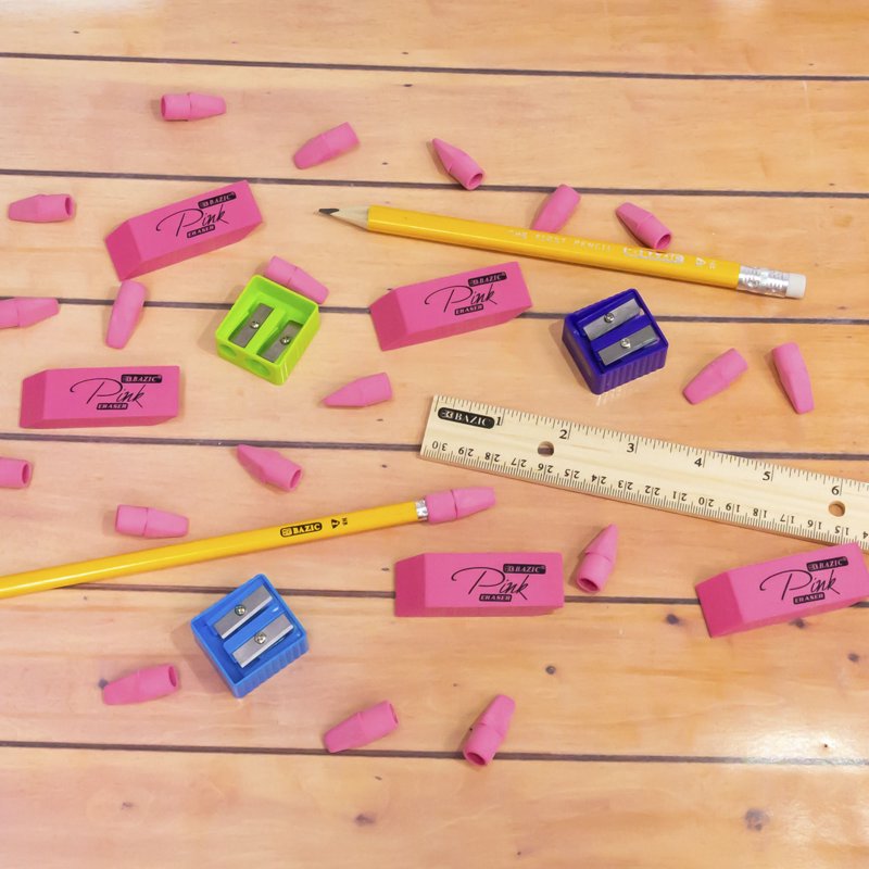 Pink Pencil Top Eraser Caps Latex-Free PVC-Free 12 Pack for Standard Pencils