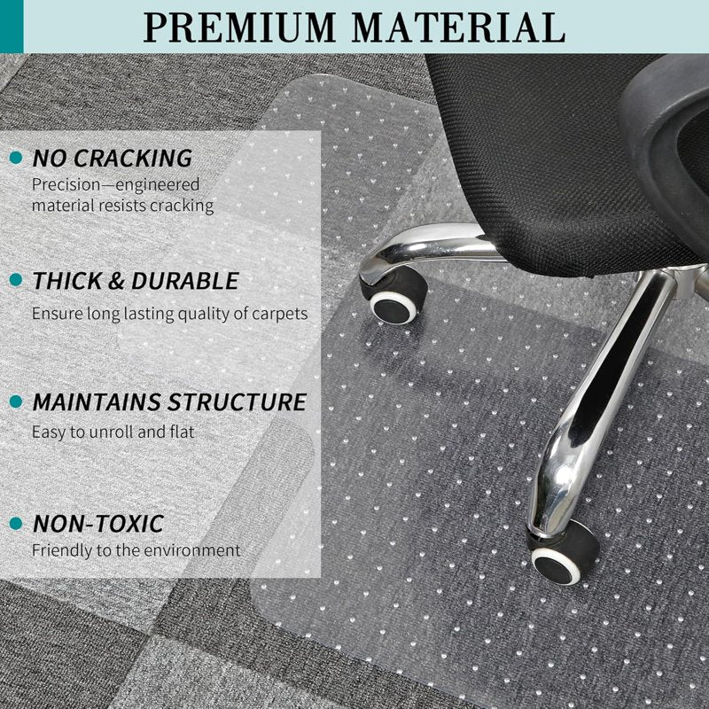 PVC Chair Mat for Carpeted Floors 36x48 Inches Thick Sturdy Protector
