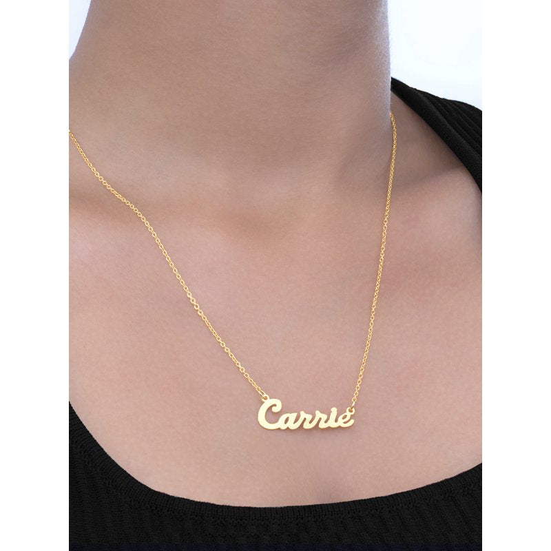 Personalized Script Name Necklace - Custom 12-Character Pendant in Gold or Silver